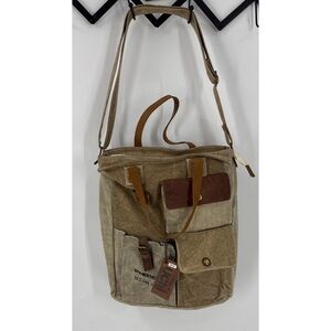 UCHI vintage wear made in India canvas/leather trim, Crossbody travel tote OS